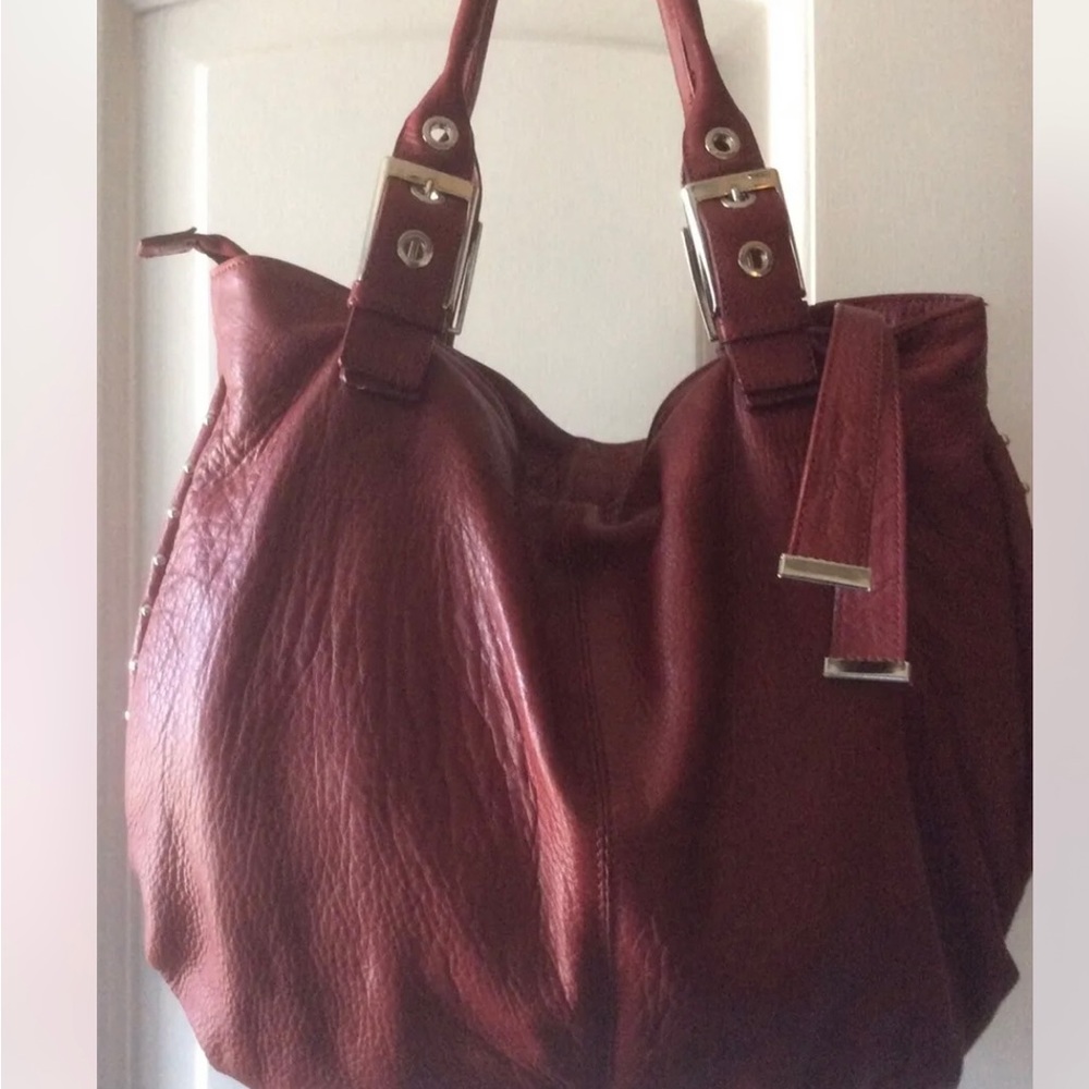 Alberta Di Canio Red Leather Hobo Handbag
